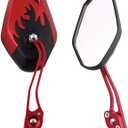ESUPPORT Red Motorcycle Motorbike 8mm 10mm Rearview Side Mirror ATV Scooter Bike Flame Fire