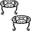 TREEZITEK 2 Pack Heavy Duty Iron Plant Stand, 11.8'' Diameter, 6'' Tall, Black, Powder Coated, Round, Sturdy & Stable, Indoor/Outdoor, No Assembly Required