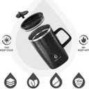 Ideus Vacuum Insulated Coffee Mug, 16oz Reusable Stainless Steel Thermal Double Walled cup with Handle and Slider Lid for Hot & Cold Beverages, BPA Free (Leapord Black)