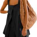 KEEDONE Women's Summer Casual Rompers Sleeveless Loose Shoulder Strap Short Jumpsuits with Pockets 2025 Clothes Black-S