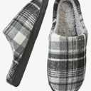 Men'S Plaid Plush Comfortable Memory Foam Home Slippers For Winter Warmth Softness And Non-Slip Open Heels (8-9M US, Black)