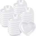 Zopeal 24 Pcs Heart Shaped Bowls Ceramic Dishes Heart Plates Multipurpose Salad Appetizer Plate Cooking Gift for Candy Sauce Sushi Dipping Serving Wedding Anniversary (White), Small