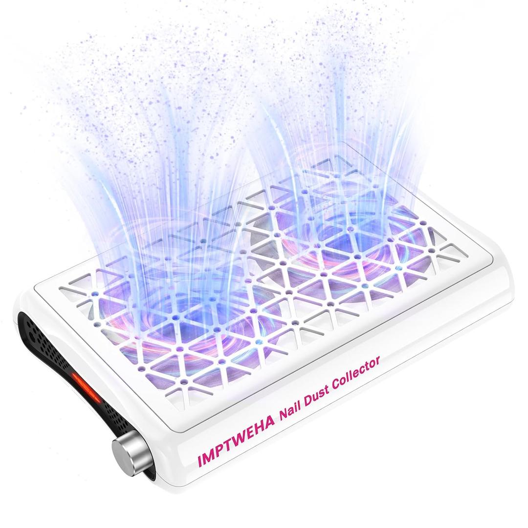 Nail Dust Collector. 1600PA Dust Collector Nail Tech.Nails Dust Collector Machine with LED Display 30 Filter Paper, Suitable for Nail Salons/Home Manicures Acrylic Nail ToolsWhite