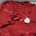 RSLOVE Women Sexy Lingerie Set 3 Piece Babydoll & Lace Kimono Robe Strap Chemise Sleepwear Mesh Nightgown (Large, Wine Red)