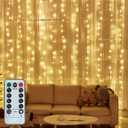 LED String Light 300 LED Lights 8 Modes Control Decoration USB Powered Waterproof Lights for Curtain Christmas Bedroom Party Wedding Home (9.8ft X 9.8ft ,White)