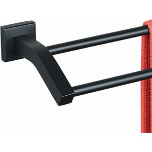 Alise Double Bath Towel Bars Towel Racks for Bathroom,Wall Mount Towel Holder Heavy Duty SUS304 Stainless Steel Towel Hanger Rail,Matte Black,28-Inch