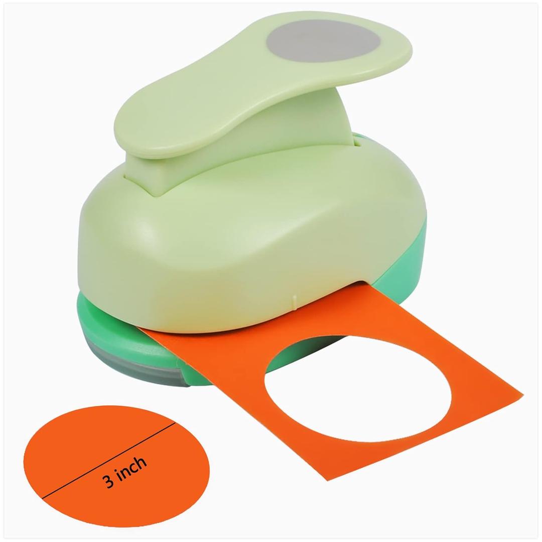 UCEC Paper Punch, 3 Inch XL Size Circle Punch Large Hole Puncher Paper Circles Craft Puncher Handmade Paper Punches for Crafting Scrapbooking Cards Arts Fun Projects Back to School Supplies, Green