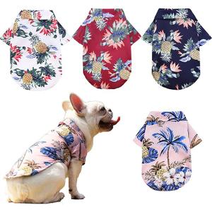 Pack of 4 Hawaiian Dog Shirt Summer Breathable Pet Clothes Dog Sweatshirts Cool Coconut Tree Pineapple Beach Dog Shirts for Small Medium Large Dog Cat Boy Girl Cute Dog Polo Apparel XS-5XL (S)