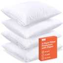 Ultra Soft Pillow Protectors with Zipper Queen Size - Set of Only 3 Breathable Pillow Covers - 100% Protection Against Stains, Dust & Dirt - Machine Washable (White)