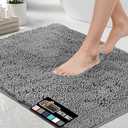 GORILLA GRIP Bath Rug Mat, Thick Soft Absorbent Chenille, Quick Dry Microfiber Mats, Rubber Backing Washable Shower Floor Rugs, Bathmat Runner, US Designed Bathroom Home Decor Accessories 24x17, Grey