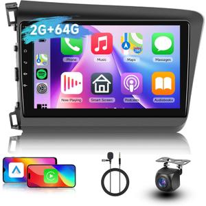 [2G+64G] Car Radio for Honda Civic 2012 2013 2014 2015 Android Car Stereo Carplay Wireless Android Auto, Hodozzy 9 inch Touch Screen with GPS/WiFi/Bluetooth, FM RDS, Mirror Link,Backup Camera