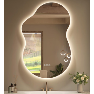 SMIROR 20x32 Irregular Backlit Led Lighted Bathroom Vanity Mirror
Asymmetrical, Cloud Shape, Anti-Fog, 3 Colors, Dimmable, Memory, Tempered Glass, UL