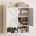 Bathroom Wall Cabinet, Wall Cabinet Storage for Bathroom Livingroom and Kitchen, Bathroom Shelves Wall Mounted, Medicine Cabinet with Adjustable Shelves and Double Barn Doors, White