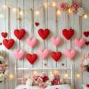 6 Pcs 6 Pcs Large Heart Felt Hanging Ornaments Valentines Heart Shaped Ornaments for Tree Red Pink Sweet Hanging Decorations for Valentines Wedding Anniversary Mantel Party Supplies (Love)