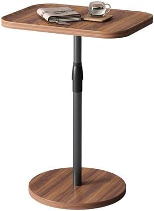 IRCPEN Adjustable End Table, Small Tray Side Table, Drink Table for Small Spaces, Pedestal Nightstand for Living Room, Bedroom, Sofa Couch, Rustic Brown ET-009BR