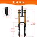 26/27.5/29 inch Mountain Bike Air Suspension Fork,Rebound Adjustment,180mm Travel,QR 9x100mm, 1-1/8 Straight Steerer, Ultralight Double Shoulder Design Front Fork for XC/AM MTB