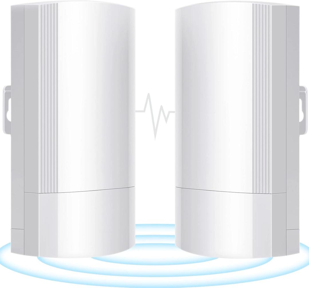Wireless Bridge Set 900Mpbs 5.8G WiFi Outdoor CPE Point to Point Long Range up to 2-3KM CPE200 with 12dBi High-Gain Antenna24V PoE Power, IP65 Waterproof,2-Pack, White (Old version)