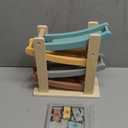 Joyreal Montessori Toddler Toys for 1 2 Year Old - 4 Level All-Wooden Car Ramp Racer Toys with 4 Mini Cars & Garages - Christmas Birthday Gifts for 1-3 Year Old Boys and Girls