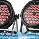 HOLDLAMP Outdoor Waterproof LED Stage Lights Par Can Light Uplighting, RGB 3-in-1 Uplights for Events, DMX Control Sound Activated Strobe Light for Christmas Party Bar Church DJ Wedding (2 Packs)