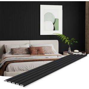 WPC Wall Panels, 8-Pack 94.5  6 Inch 3D Wall Panels for Interior Wall Dcor, Modern Accent Wall Panels for Office Spaces, Living Room, TV Background (Matte Black)