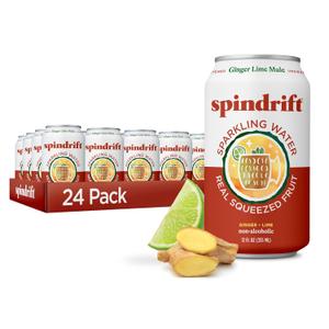 Spindrift Sparkling Water, Ginger Lime Mule Flavored, Made with Real Squeezed Fruit, 12 Fl Oz Cans, Pack of 24 (Only 11 Calories per Can) (EXP 03/22/27)