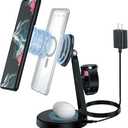 Wireless Charger for Samsung | 3in1 Charging Station for Samsung Galaxy S25/S24/S23/S22 & Watch 7/6/5/Buds | MagSafe Charger for iPhone 16/15/14/13/12 | Compatible with Apple Watch & AirPods