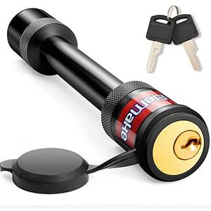 Elemake Hitch Pin Lock - Trailer Hitch Lock 5/8" Hitch Pin Tow Receiver Lock, Heavy Duty Brass Core Locking Mechanism, Weatherproof Anti-Theft, 3-1/2" Span Fits Class III, IV, V Hitches