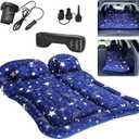 SUV Air Mattress Camping Bed Cushion Pillow, Inflatable, Car Portable Bed Back Seat (Starry Blue)