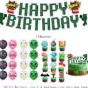 Pixel Themed Birthday Party Decorations, Party Supplies Include Happy Birthday Banner, Balloons, Cake Toppers, Cupcake Toppers