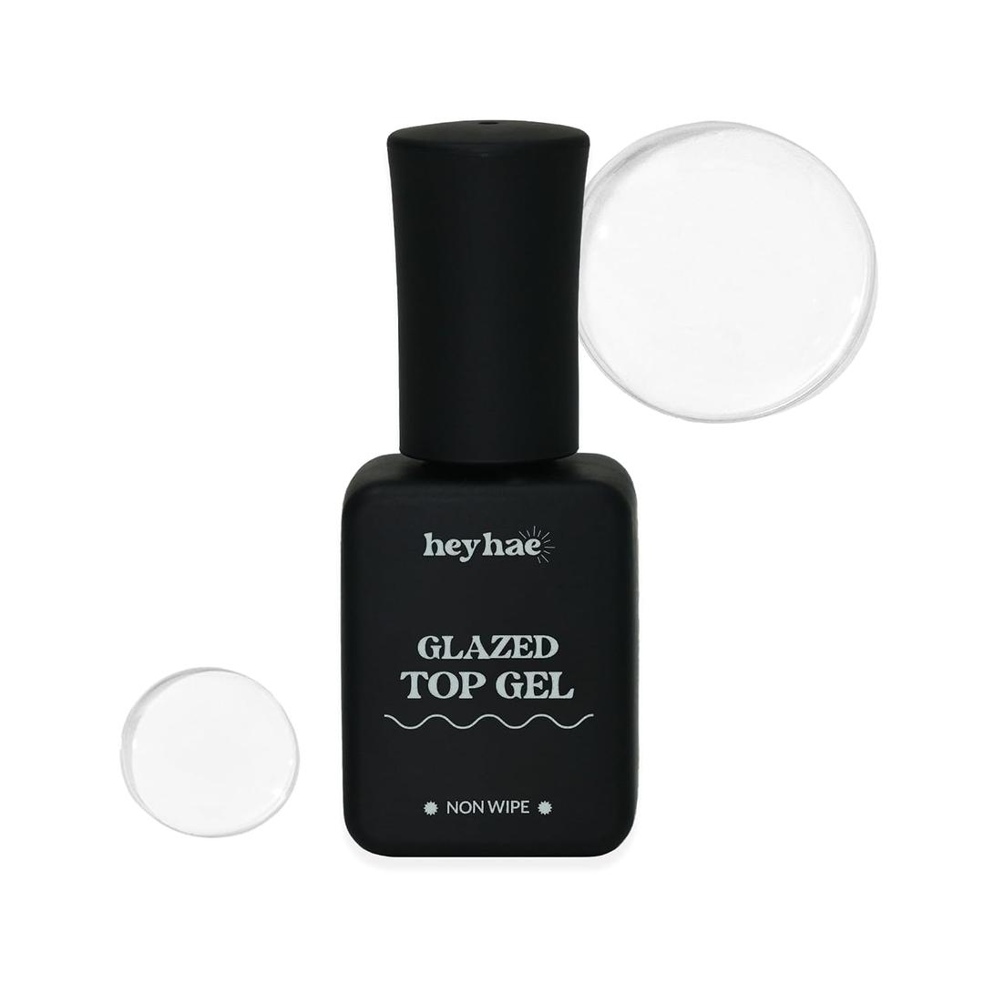 heyhae Glazed Top Gel for Semi-Cured Gel Nail Strip | Non Wipe High Gloss Gel Top Coat (0.23 fl.oz)