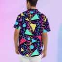 80s 90s Outfit for Men Short Sleeve Button Down Hawaiian Shirt Funny Vintage Retro Beach Shirts (Blue, L)