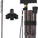 Walking Cane PANZHENG Cane for Man/Woman | Mobility & Daily Living Aids | 5-Level Height Adjustable Walking Stick | Comfortable Plastic T-Handle Portable Walking Stick Folding Cane (balck flower)