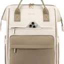 LOVEVOOK Laptop Backpack for Women,15.6 Inch Work Teacher Nurse Bag,Business Computer Backpack Purse with USB Port,Stylish Casual Daypack for Travel (Beige & Khaki-m)