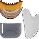 Stainless Steel Gua Sha Tool & Lymphatic Drainage Face Brush Set, TWPER Facial Massage Kit for Jawline Sculpting Puffiness Lifting Relaxation, Contour Face Brush with Storage Case
