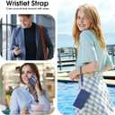 Arae Compatible with iPhone 16 Case Wallet with Card Holder, Wristlet Strap Wallet Flip Cover for iPhone 16 6.1 inch Men/Women, RFID Blocking, Kickstand,Litchi Blue