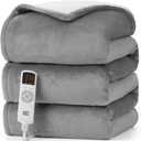 EHEYCIGA Heated Blanket - Twin Size, 9 Heating Levels, 10 Hour Auto Off, Soft Cozy Sherpa Washable Blanket, 62 x 84 Inches (Grey)