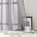 NICETOWN Sheer Curtains Flax Texture for Bedroom, Vintage Grommet Top Linen Textured Semitransparent Privacy Window Treatment Light Filter for Living Room, 52" W x 84" L, Set of 2, Charcoal Grey