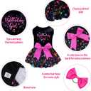 CuteBone Birthday Dog Dresses Velvet Holiday Small Dogs Clothes One size Pet Apparel Girl Puppy Skirt with Bow Hair Rope 