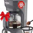 MUELLER HOME 12-Cup Drip Coffee Maker Perfect for Home or Office, Borosilicate Carafe, Auto-Off, Reusable Filter, Anti-Drip, Keep-Warm Function, Clear Water Level Window, Gray