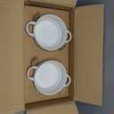 26 Oz Soup Bowls with Handles, French Onion Soup Crocks, Ceramic Soup Bowls Set of 4, Embossed Stackable Bowl for Chili, Beef Stew, Pasta, Casseroles Dish, 6 inch, Oven Dishwasher Safe