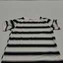 Womens Tops Cotton Casual Color Block Striped Short Sleeve Shirts Crewneck T Shirts Loose Basic Tee Blouses, Size medium