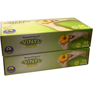200 Disposable Vinyl Gloves, Non-Sterile, Powder-Free, Smooth Touch, Food Service Grade, Medium Size [2x100 Pack]