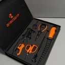 BasicGear Fishing Tool Set  7 Pliers, 9.5 Fish Lip Gripper, 4.5 Scissors, 7 Fillet Knife, Retractable Clip & Steel-Core Tether, Rust-Resistant Multi-Tool Kit for Anglers (Orange)