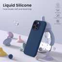 ORNARTO Compatible with iPhone 14 Pro Max Case 6.7, Slim Liquid Silicone 3 Layers Full Covered Soft Gel Rubber Phone Case Protective Cover with Microfiber Lining 6.7 inch-Storm Blue