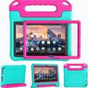 Kids Case for Amazon Fire 10 Pro/10 Plus/HD 10 Tablet(13th/11th Generation, 2023/2021 Release), Durable Shockproof Protective Cover with Screen Protector for Kindle Fire HD 10 Tablet, CyanPink