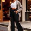 CADMUS Wide Leg Pants for Women Yoga Work Pants with Pockets High Waist Lounge Sweatpants Dress Pants 29",Black,Green,2XL