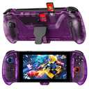 NexiGo Hall Effect Gripcon with Kickstand and HDMI Out for TV Docking, Hall Sensing Joystick for Switch/Switch OLED, Handheld Mode, 4K/1080P Supported HDMI and USB 3.0 Port, Purple