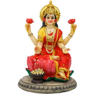 Alikiki Indian Goddess Lakshmi Statue Figurine 5.3”H Lakshmi Idols Statue Murti Laxmi Staue Home Office Temple Mandir Pooja Item Diwali Gifts Diwali Decoration for Home 