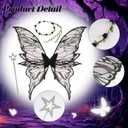 Fairy Wing Floral Garland Wand Organza Sparkling Sheer Butterfly Halloween Costume Angel Wings for Women 