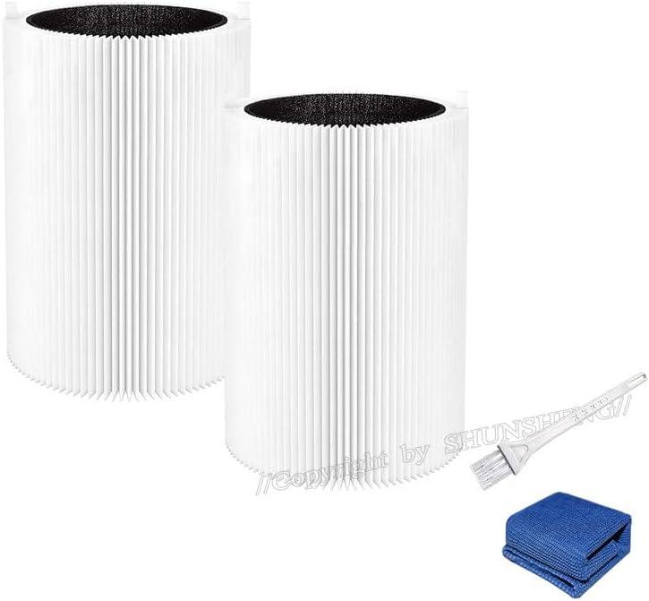 2 Pack Pure 411 Replacement Filters for Blueair Blue Pure 411 411+ and Mini Air Purifier, Include Activated Carbon Filters,1 Clean Brush and 1 Cleaning Cloth